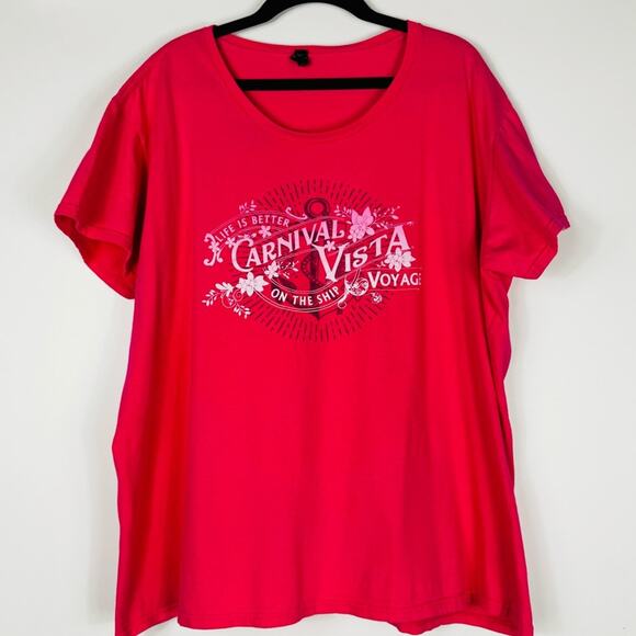 Anvil Carnival Vista Nautical Anchor Floral Cotton T Shirt Pink Womens 2X - Picture 1 of 9